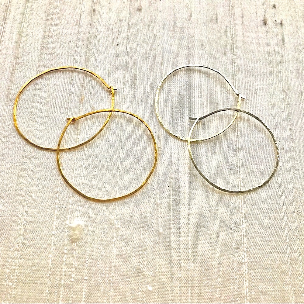 Sterling Silver Artisan Made Hoop Earrings - Picture 7 of 8
